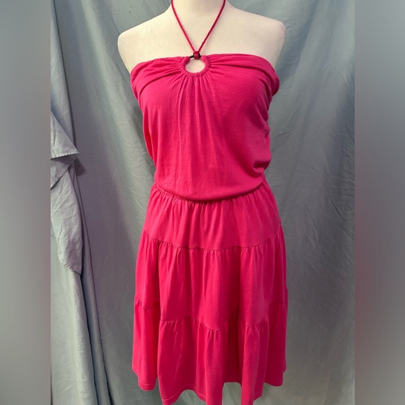 Juicy Couture Dresses & Skirts - Juicy Couture Hot Pink Strapless Elastic Tube Top Mini Dress Ruffle Skirt Medium